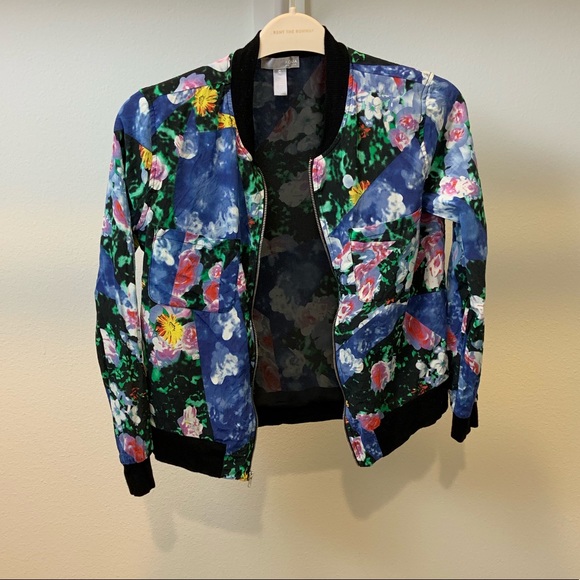 Floral Silk bomber Jacket - Picture 1 of 5